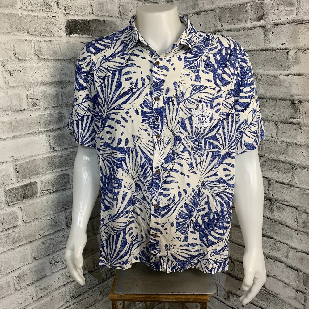 Toronto Maple Leafs Margaritaville Hawaiian Short Sleeve Button Down Shirt